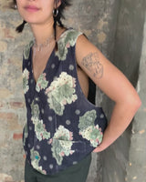 1._Preloved_navy_blue_cotton_vest_with_floral_pattern_L-XL