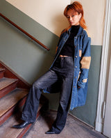 Introducing the ultimate vintage coat - a double lined denim and corduroy combo that will keep you warm and stylish! Perfect for sizes M to L and a must-have for any patchwork fabric lover. Don't miss out on this unique addition to your wardrobe!