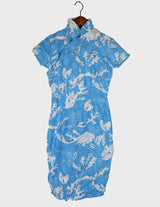 a woman is wearing a cotton asian dress.
