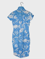 a woman is wearing a cotton asian dress.