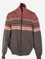a woman is wearing a cardigan.