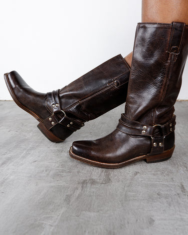 Vintage 90s BUFFALO dark brown square toe biker boots  (suitable for narrow feet) | 37