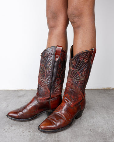 Vintage 80s 90s DUROTAC red-brown leather cowboy boots - style 7673 | EU 42