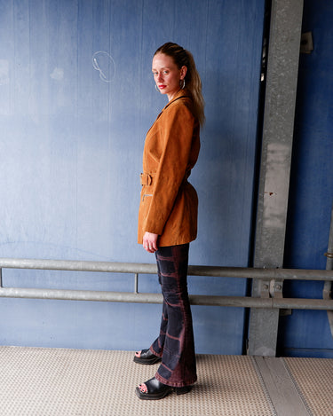 Vintage 80s brown biker leather jacket | S-M