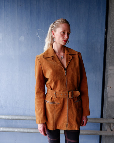 Vintage 80s brown biker leather jacket | S-M