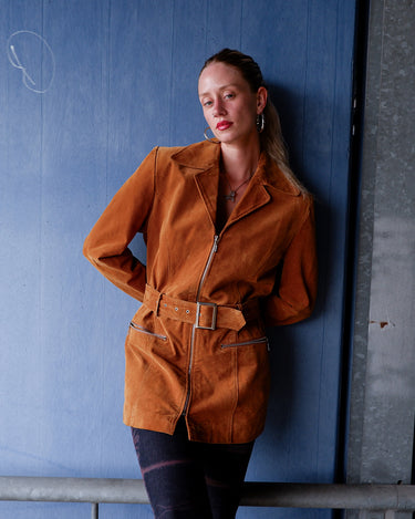 Vintage 80s brown biker leather jacket | S-M