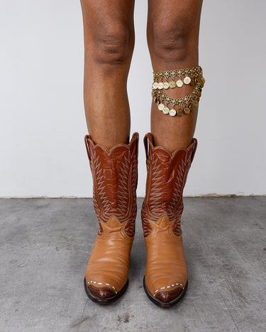 Vintage 80s TONY LAMA two-tone  brown Leather Cowboy boots - Style 54683 | 39-39,5