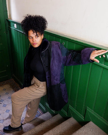   This vintage 80s shearling coat is made for patchwork lovers! Get ready to embrace it!