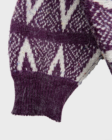 Vintage 80s purple wool women sweater with subtle colorful yarn (furry look) | S-M