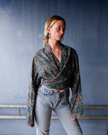Vintage 90s colorful pattern cotton shirt (very thin) | L-XL