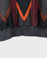 Get ready to embrace some 90s vibes with this vintage grey and orange geometric pattern sweater! Perfect for a cozy look!