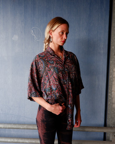 Vintage 90s colorful paisley pattern shirt | L-XL