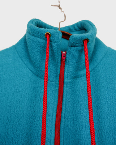 Vintage 90s PUMA turquoise half zip fleece with colorful stitching | M-L