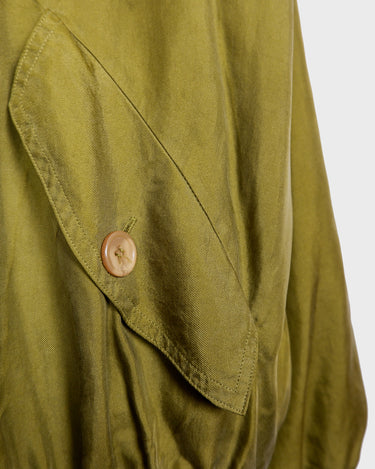 Vintage 90s olive green / mustard yellow silk oversized bomber jacket | XL-XXL