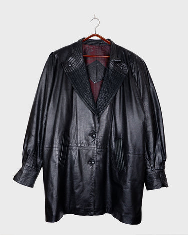 Vintage 80s oversized leather coat and shoulder pads | XL-XXL