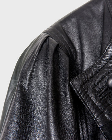 Vintage 80s oversized leather coat and shoulder pads | XL-XXL