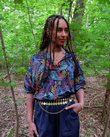 Vintage 80s colorful paisley print shirt | L-XL