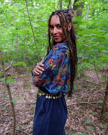 Vintage 80s colorful paisley print shirt | L-XL