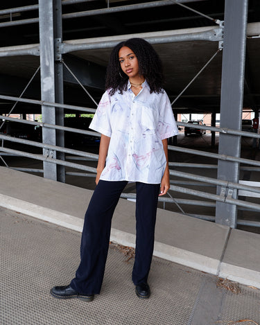 Vintage 80s watercolor abstract pattern shirt | L-XL