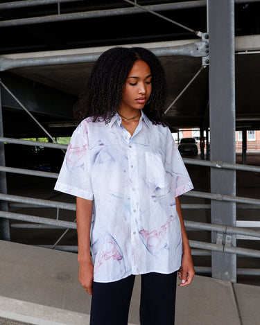 Vintage 80s watercolor abstract pattern shirt | L-XL