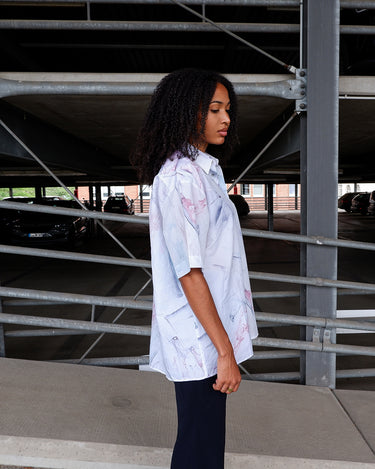 Vintage 80s watercolor abstract pattern shirt | L-XL