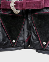 Experience the edgy and unique style of the 80s with our Vintage Black/Burgundy Patchwork Biker Leather Jacket. Crafted from high-quality leather, this jacket features a bold color combination of black and burgundy.