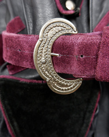 Experience the edgy and unique style of the 80s with our Vintage Black/Burgundy Patchwork Biker Leather Jacket. Crafted from high-quality leather, this jacket features a bold color combination of black and burgundy.