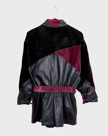 Experience the edgy and unique style of the 80s with our Vintage Black/Burgundy Patchwork Biker Leather Jacket. Crafted from high-quality leather, this jacket features a bold color combination of black and burgundy.