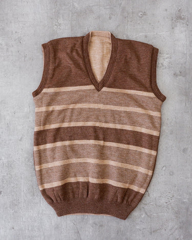 Vintage 90s reversible brown striped slipover vest | S-M