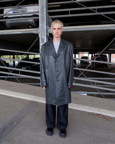 Vintage 90s REBE grey long leathercoat (heavy)  | M-XL