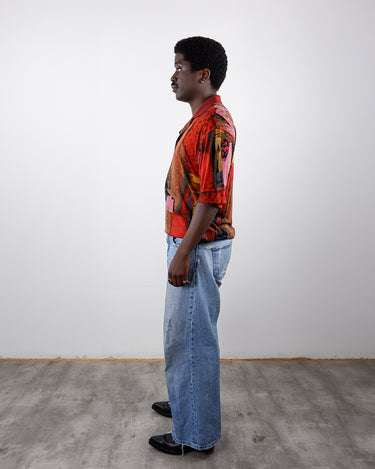 Vintage 90s RODRIGO multi-color crazy pattern polo shirt | M-L (long and slim fit)
