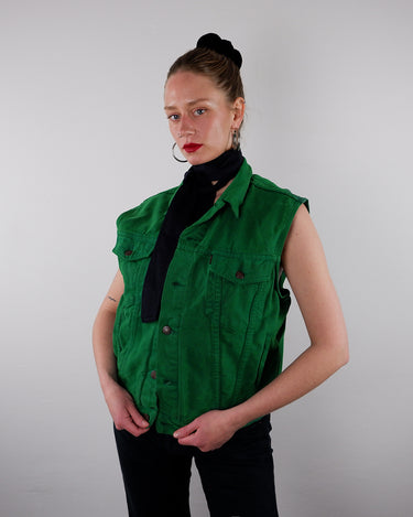 Vintage 80s 90s green BIG STAR cotton vest | M-L