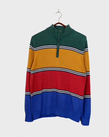 Y2k WALBUSCH colorful color blocking half zip sweater | L-XL