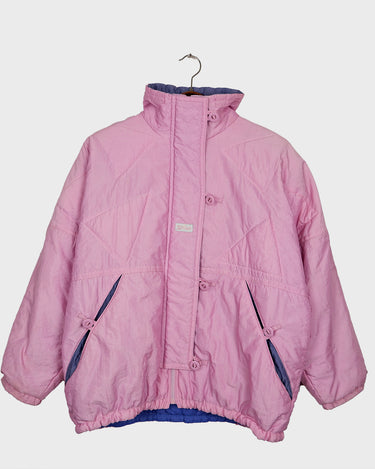 Vintage 80s SKILA bubble gum pink ski jacket with shoulder pads | M-XL