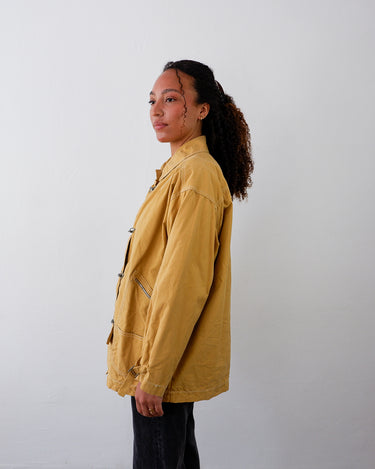 Vintage 80s 90s yellow MARELLA lightweight jacket with fireman clasp | L