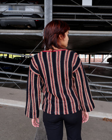 Vintage 90s MARCO PECCI striped sweater with shimmering details and flared sleeves (tailored fit) | XS-S