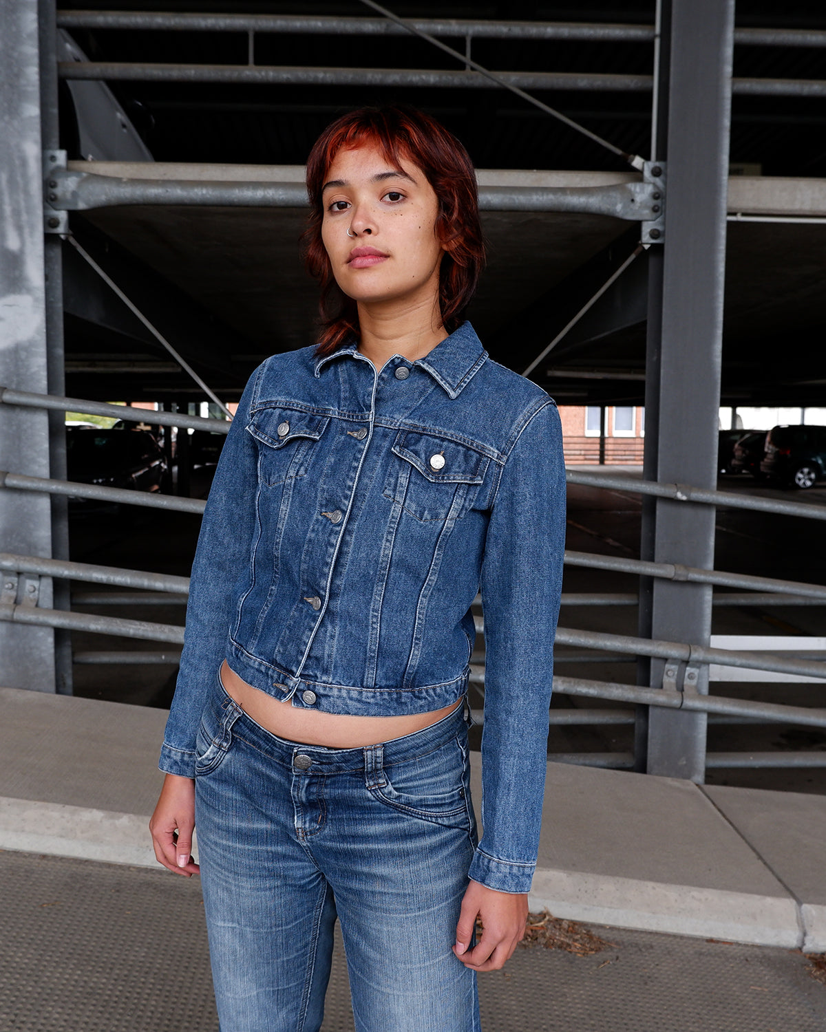Vintage 90s Y2k mid blue AJ ARMANI JEANS denim jacket | XXS-XS