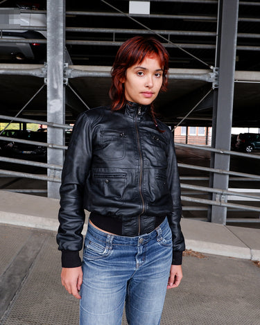 Vintage 90s black VERA PELLE made in italy leather jacket | XS-S