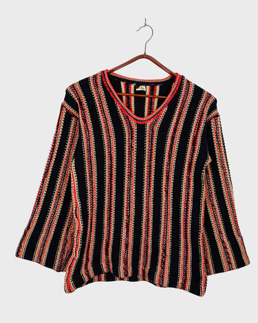 Vintage 90s MARCO PECCI striped sweater with shimmering details and flared sleeves (tailored fit) | XS-S