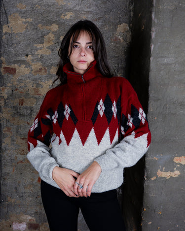 Vintage 80s MC NEAL sportswear half zip wool sweater | M-L