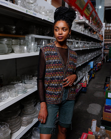 Capture some Missoni-inspired magic with this vintage 80s vest!