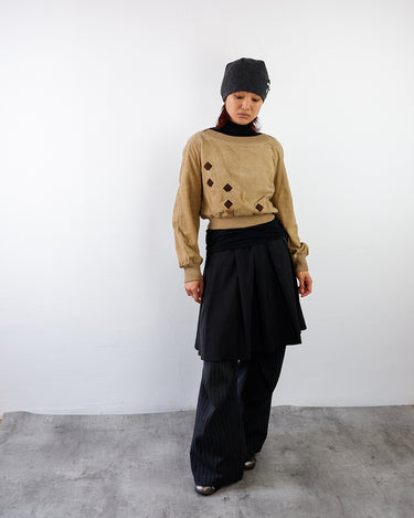 Vintage 90s leather optic cropped sweater | XXS-XS