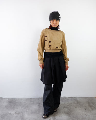 Vintage 90s leather optic cropped sweater | XXS-XS