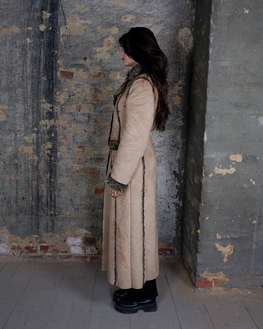 Vintage 90s long camel brown afghan coat (perfect for spring or autumn) | XS-S