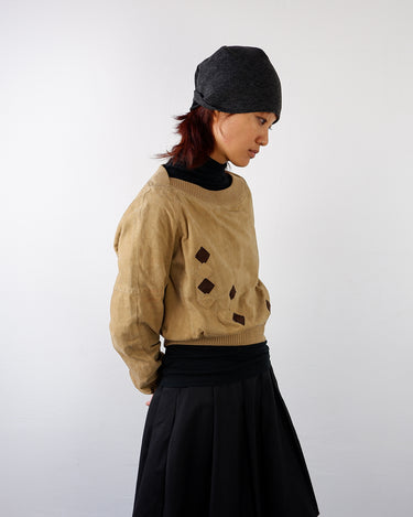 Vintage 90s leather optic cropped sweater | XXS-XS