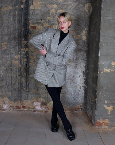 Vintage 90s checkered tartan oversized blazer with shoulder pads (thin) | XL - XXL