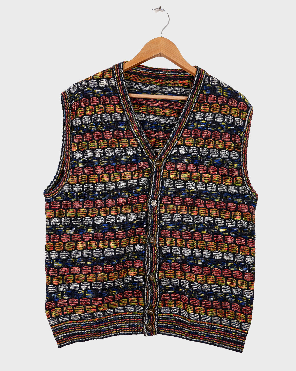 Vintage missoni i.magnin made in italy button down vest colorful hotsell wool blend no s