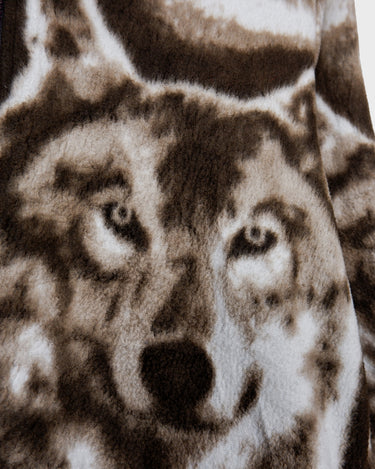 Vintage 90s thin brown fleece jacket with wolf print | M-L