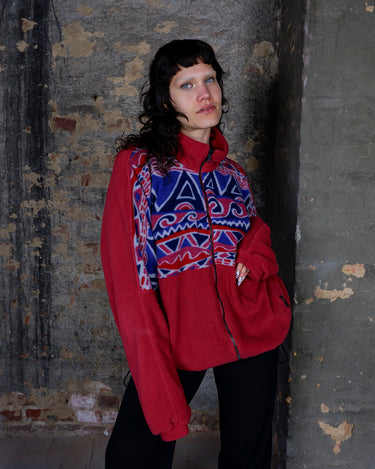 Vintage 80s 90s SALEWA red and blue POLARTEC full zip fleece jacket (oversized fit) | XL