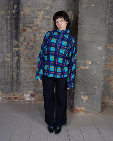 Vintage Colmar 80s/90s Half Zip Fleece – Multicolor Plaid (thin) | L